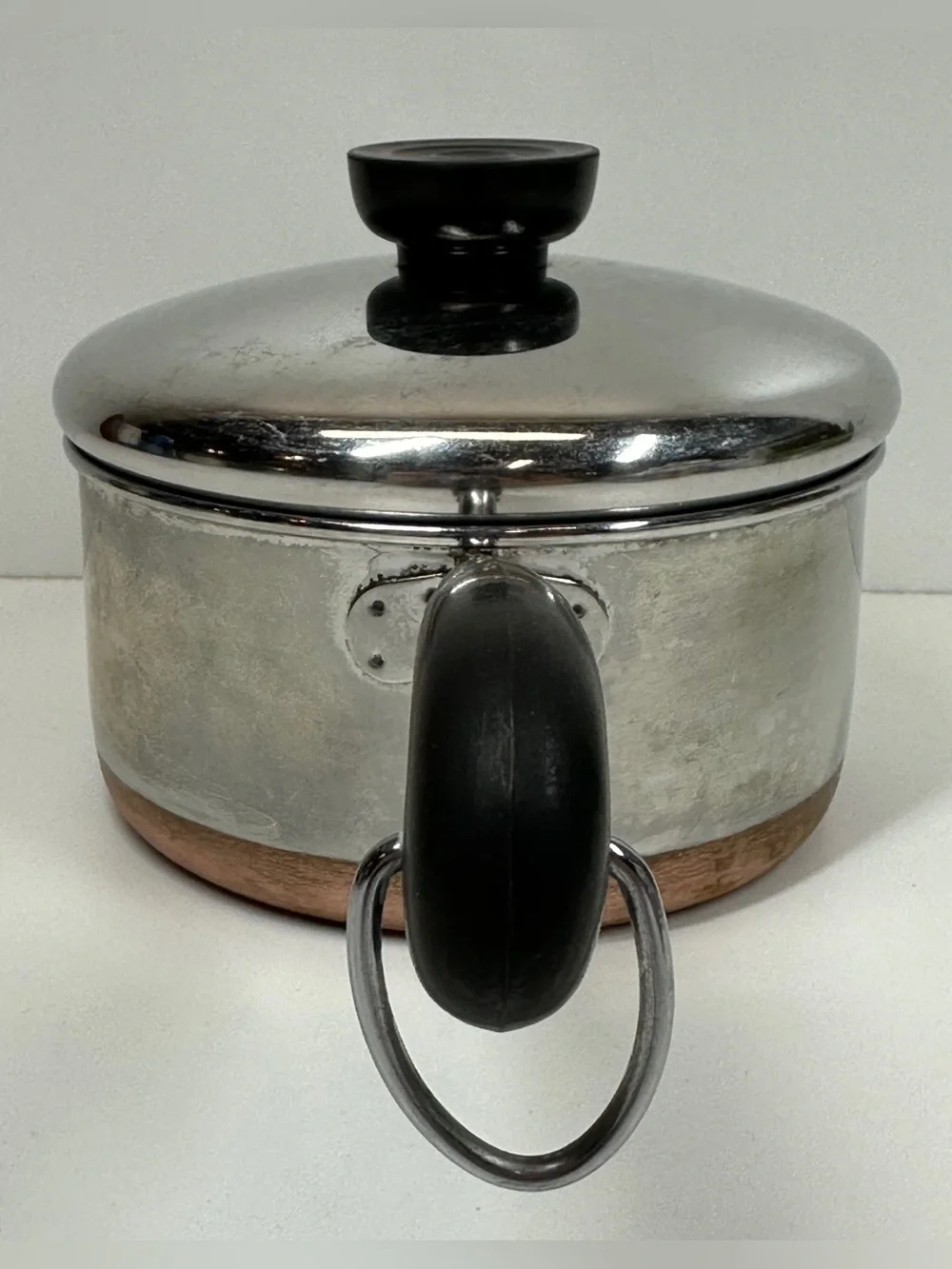 Vintage 1801 Revere Ware 1 Qt Copper Bottom Saucepan/Pot w/ Lid Clinton USA